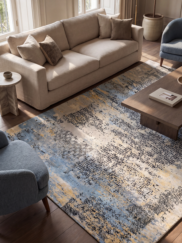 Alvren Hand-Knotted Wool & Bamboo Silk Rug - Grey