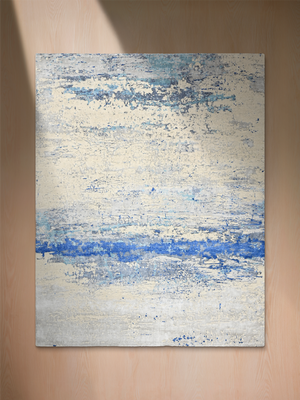 Avelin Hand-Knotted Wool & Bamboo Silk Abstract Rug - Grey