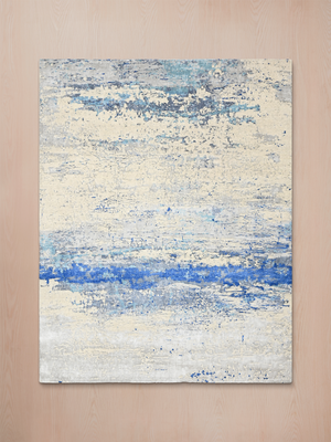 Avelin Hand-Knotted Wool & Bamboo Silk Abstract Rug - Grey