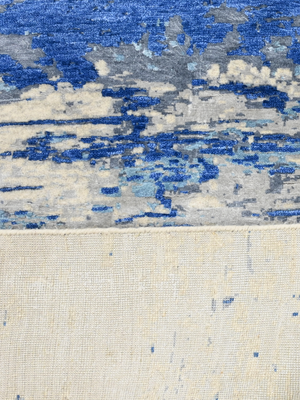 Avelin Hand-Knotted Wool & Bamboo Silk Abstract Rug - Grey