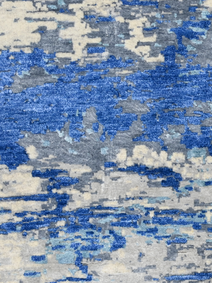 Avelin Hand-Knotted Wool & Bamboo Silk Abstract Rug - Grey