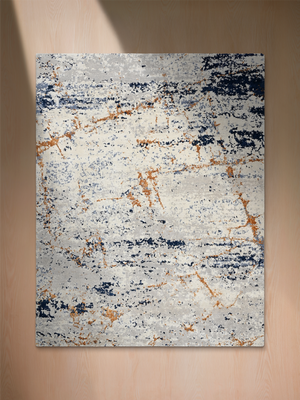 Novera Hand-Knotted Wool & Bamboo Silk Abstract Rug - Grey