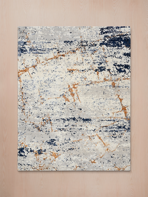 Novera Hand-Knotted Wool & Bamboo Silk Abstract Rug - Grey