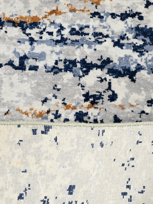 Novera Hand-Knotted Wool & Bamboo Silk Abstract Rug - Grey
