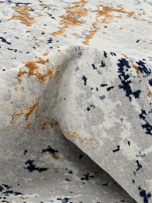 Novera Hand-Knotted Wool & Bamboo Silk Abstract Rug - Grey