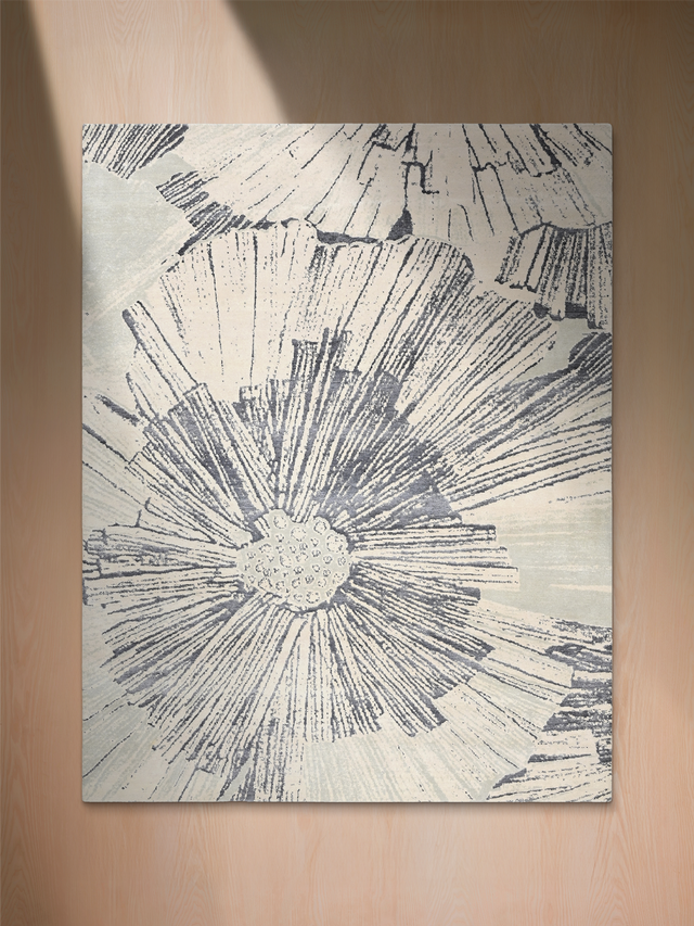 Cedral Hand-knotted Wool & Bamboo Silk Rug - Grey