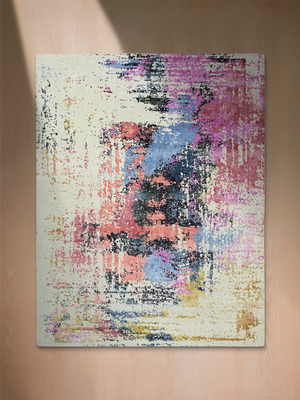 Caldra Hand-Knotted Wool & Bamboo Silk Abstract Rug - Off-White