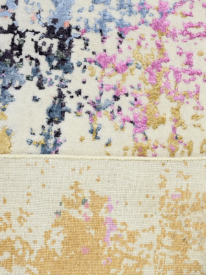 Caldra Hand-Knotted Wool & Bamboo Silk Abstract Rug - Off-White