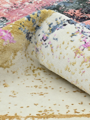 Caldra Hand-Knotted Wool & Bamboo Silk Abstract Rug - Off-White