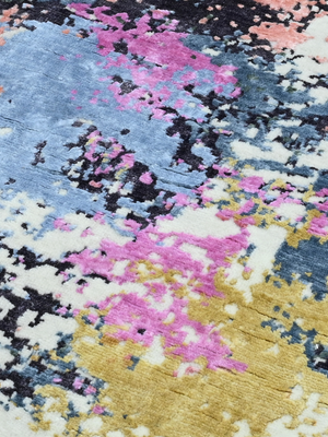 Caldra Hand-Knotted Wool & Bamboo Silk Abstract Rug - Off-White
