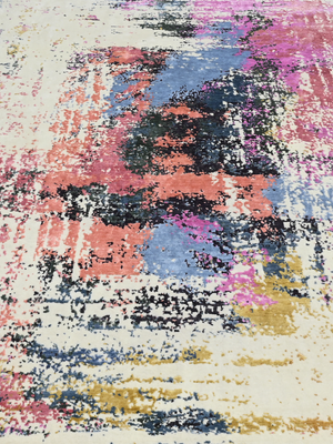Caldra Hand-Knotted Wool & Bamboo Silk Abstract Rug - Off-White