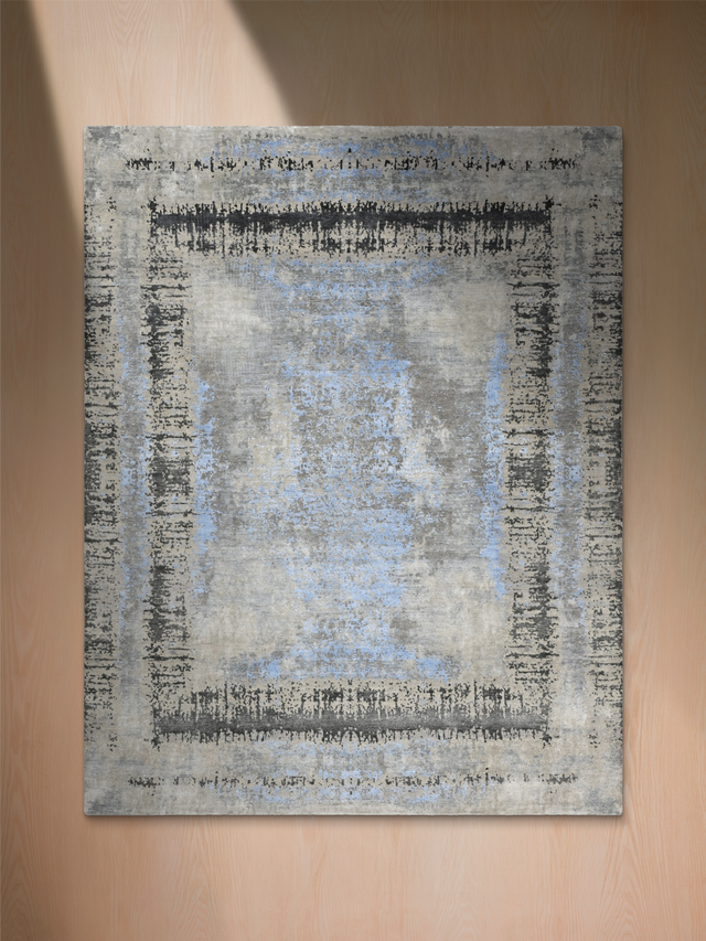 Veylan Hand-Knotted Wool & Bamboo Silk Rug - Grey