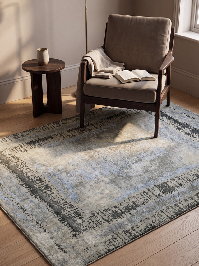 Veylan Hand-Knotted Wool & Bamboo Silk Rug - Grey
