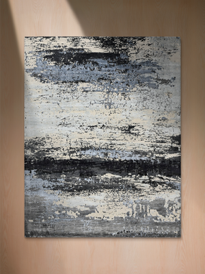 Mirell Hand-Knotted Wool & Bamboo Silk Abstract Rug - Grey
