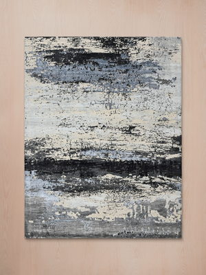 Mirell Hand-Knotted Wool & Bamboo Silk Abstract Rug - Grey