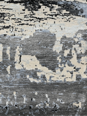 Mirell Hand-Knotted Wool & Bamboo Silk Abstract Rug - Grey