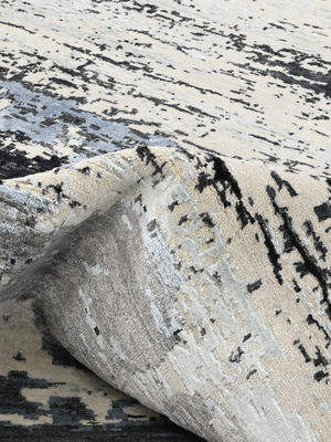 Mirell Hand-Knotted Wool & Bamboo Silk Abstract Rug - Grey