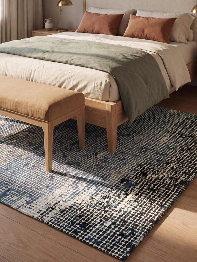 Elvian Hand-Knotted Wool & Bamboo Silk Rug - Blue