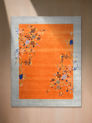 Zareh Hand-Knotted Wool & Bamboo Silk Oriental Rug - Orange