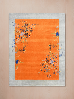Zareh Hand-Knotted Wool & Bamboo Silk Oriental Rug - Orange