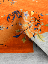 Zareh Hand-Knotted Wool & Bamboo Silk Rug - Orange