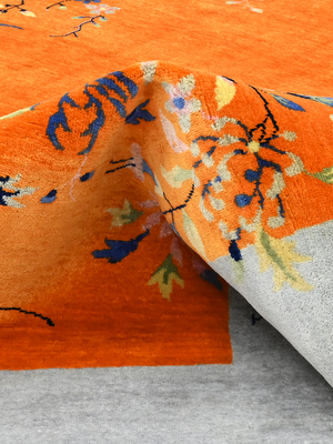 Zareh Hand-Knotted Wool & Bamboo Silk Oriental Rug - Orange