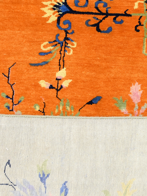Zareh Hand-Knotted Wool & Bamboo Silk Oriental Rug - Orange