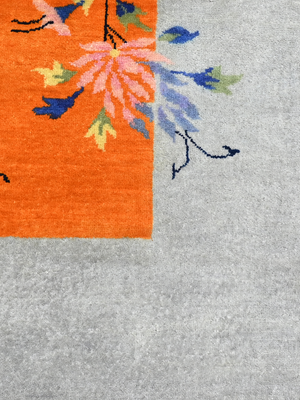 Zareh Hand-Knotted Wool & Bamboo Silk Oriental Rug - Orange