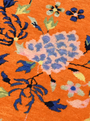 Zareh Hand-Knotted Wool & Bamboo Silk Oriental Rug - Orange