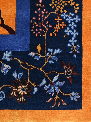 Elsira Hand-Knotted Wool & Bamboo Silk Oriental Rug - Orange