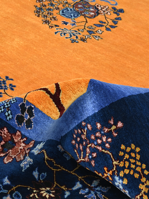 Elsira Hand-Knotted Wool & Bamboo Silk Oriental Rug - Orange
