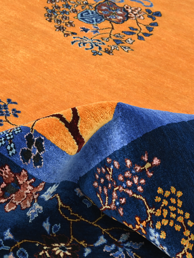 Elsira Hand-Knotted Wool & Bamboo Silk Rug - Orange