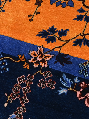 Elsira Hand-Knotted Wool & Bamboo Silk Oriental Rug - Orange