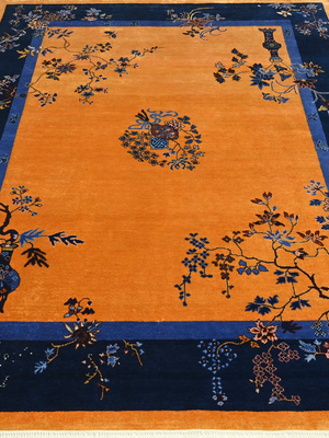 Elsira Hand-Knotted Wool & Bamboo Silk Oriental Rug - Orange