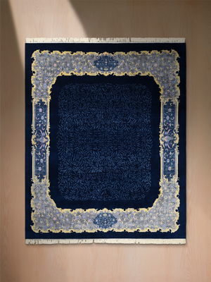 Mireya Hand-Knotted Wool & Bamboo Silk Oriental Rug - Blue