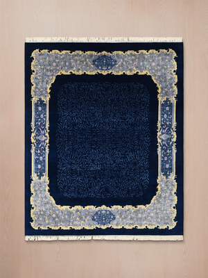 Mireya Hand-Knotted Wool & Bamboo Silk Oriental Rug - Blue