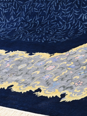 Mireya Hand-Knotted Wool & Bamboo Silk Oriental Rug - Blue