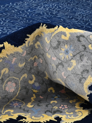 Mireya Hand-Knotted Wool & Bamboo Silk Oriental Rug - Blue