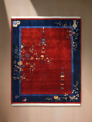 Rovira Hand-Knotted Wool & Bamboo Silk Oriental Rug - Burgundy