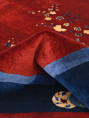 Rovira Hand-Knotted Wool & Bamboo Silk Oriental Rug - Burgundy
