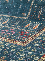 Tarev Hand-Knotted Wool & Bamboo Silk Rug - Teal Blue
