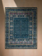 Tarev Hand-Knotted Wool & Bamboo Silk Rug - Teal Blue