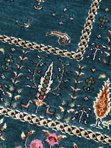 Tarev Hand-Knotted Wool & Bamboo Silk Rug - Teal Blue