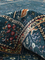 Tarev Hand-Knotted Wool & Bamboo Silk Rug - Teal Blue