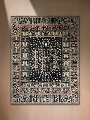 Tarev Hand-Knotted Wool & Bamboo Silk Persian Rug - Black