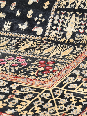 Tarev Hand-Knotted Wool & Bamboo Silk Persian Rug - Black