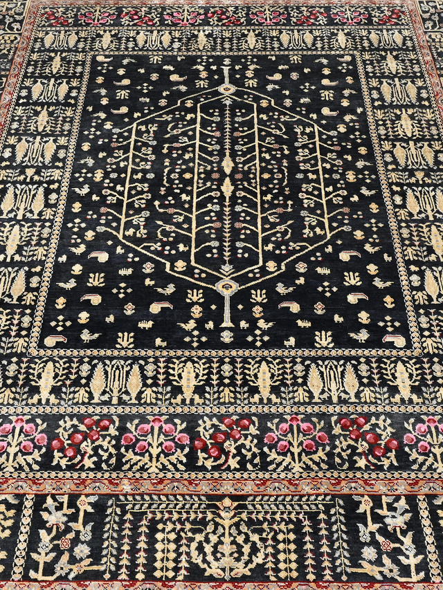 Tarev Hand-Knotted Wool & Bamboo Silk Rug - Black