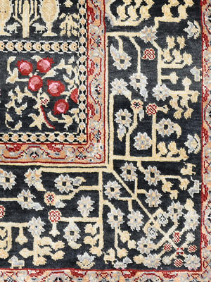 Tarev Hand-Knotted Wool & Bamboo Silk Persian Rug - Black