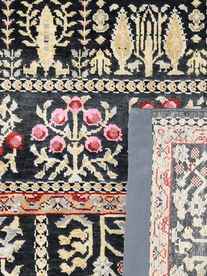 Tarev Hand-Knotted Wool & Bamboo Silk Persian Rug - Black