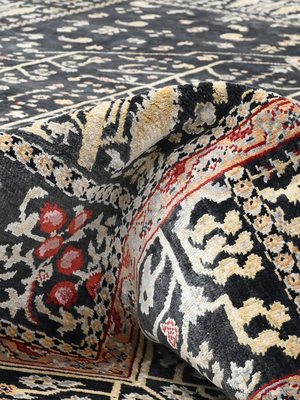 Tarev Hand-Knotted Wool & Bamboo Silk Persian Rug - Black